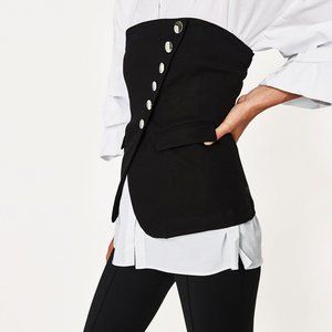 Zara Black Tuxedo-Inspired Tube Top (S)